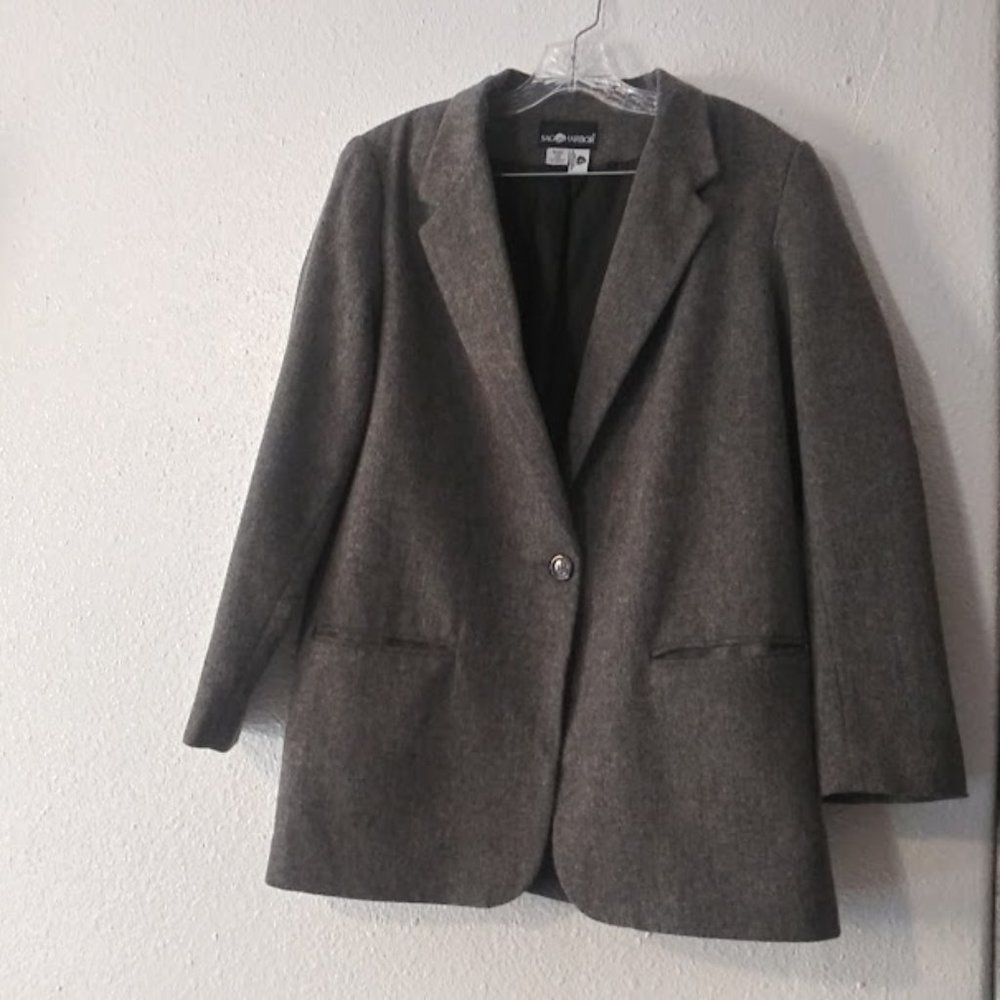 Sag Harbor women's size 12 gray wool blend jacket